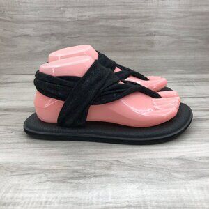 Sanuk Yoga Sandals Women's 7 Shimmery Black Fabric Strappy Slingback Flat Shoes
